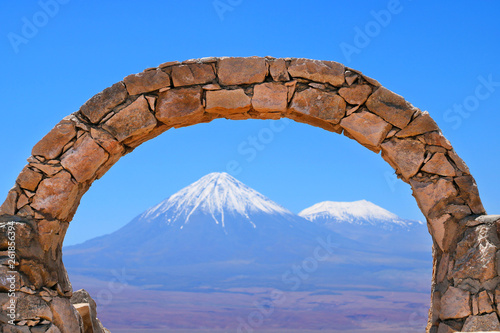 Arch and volcano in Pukara de Quitor Atacama photo