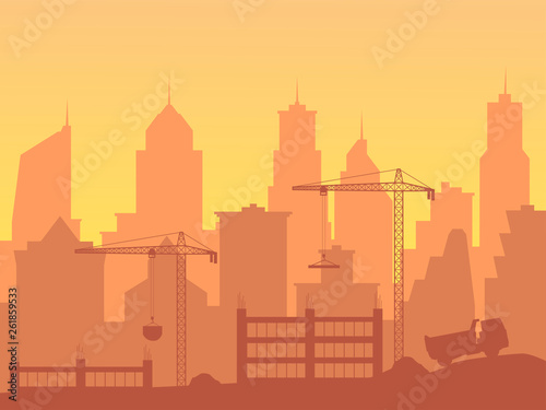 construction of a new skyscraper, an increase in the city, urbanization. EPS-10