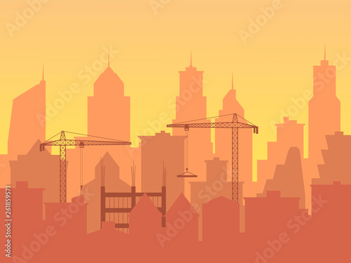construction of a new skyscraper, an increase in the city, urbanization. EPS-10