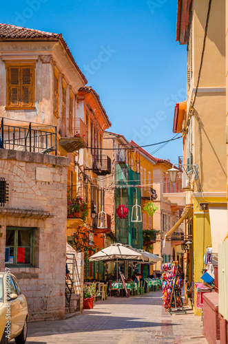 Fototapeta Naklejka Na Ścianę i Meble -  Traditional cozy greek street in city Nafplio, Greece