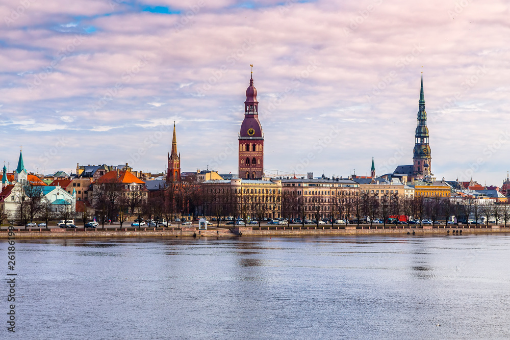 Fototapeta premium The historic old part of the city from the Daugava River