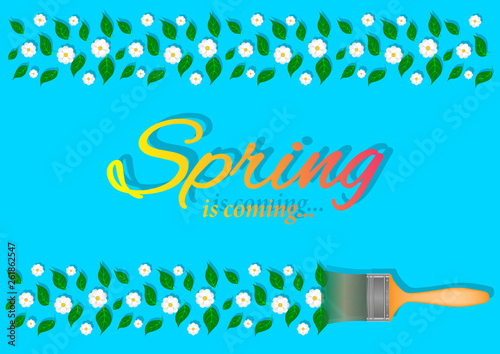 Spring flower leaves brush