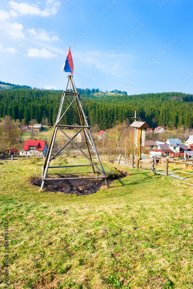 Natural oil spring in Korna village in protected natural area of Kysuce (Slovakia) Natural oil spring in Korna village in protected natural area of Kysuce (Slovakia)