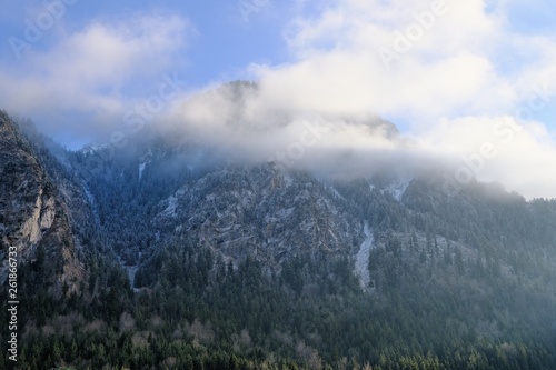 Mountain with clouds near Neuswanstein castle. Bavaria  Germany.