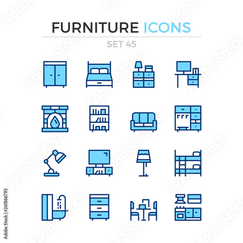 Furniture icons. Vector line icons set. Premium quality. Simple thin line design. Modern outline symbols, pictograms.