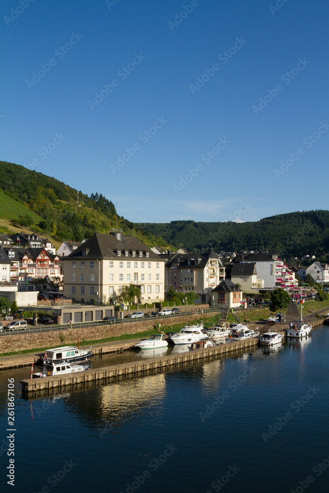 Cochem, Germany - Aug 20, 2016: Cityscape of Cochem from the Mosel river.