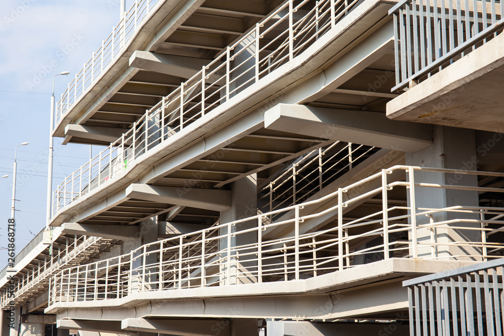 Fototapeta premium special ramp at the bridge with a path for disabled people and cyclists