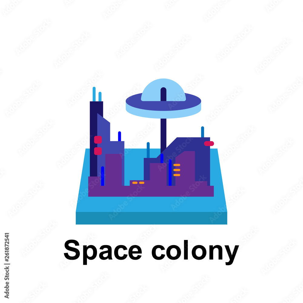 Space, space colony color icon. Element of color space icon. Premium quality graphic design icon. Signs and symbols collection icon for websites, web design