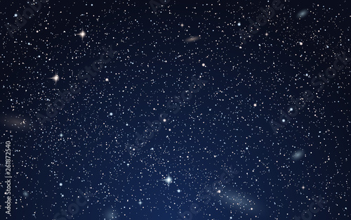 Night sky vector background with stars, nebula and galaxies