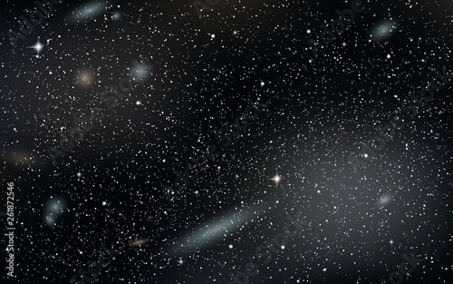 Night sky vector background with stars,  nebula and galaxies