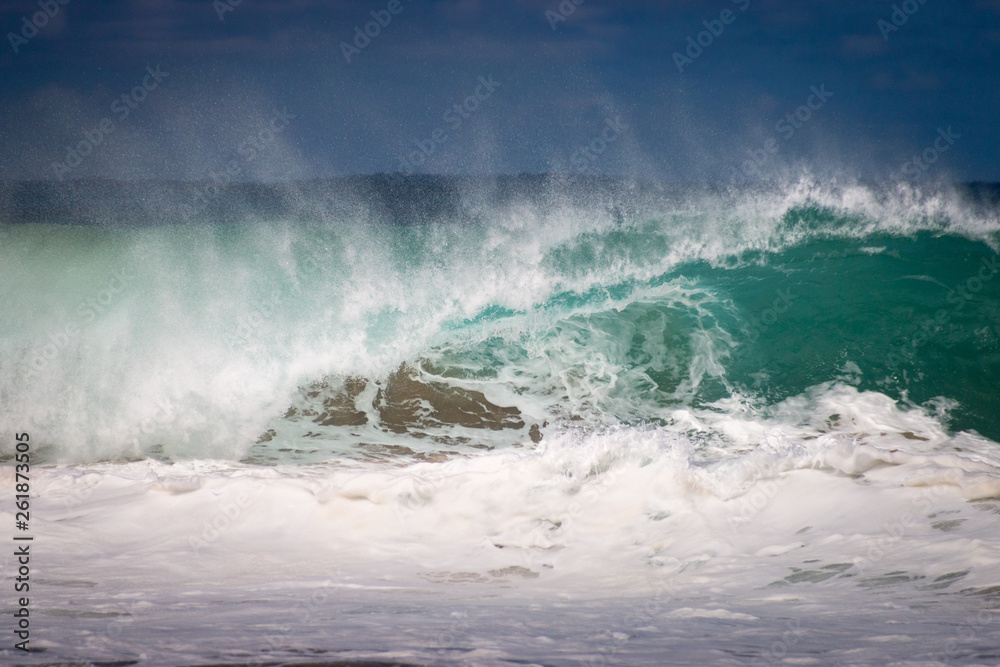 Waves crashing at Hanakapiai Beach, Kauai, Hawaii, USA
