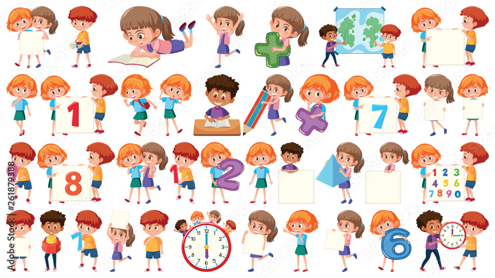 Set of math kids Stock Vector | Adobe Stock