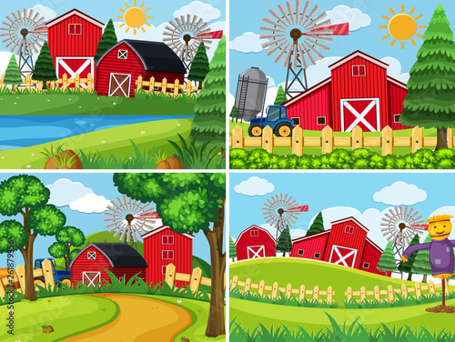 Set of farmland landscape