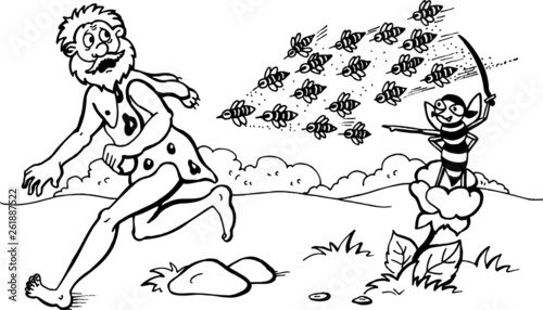 caricature. bee. beekeeping. illustration 056