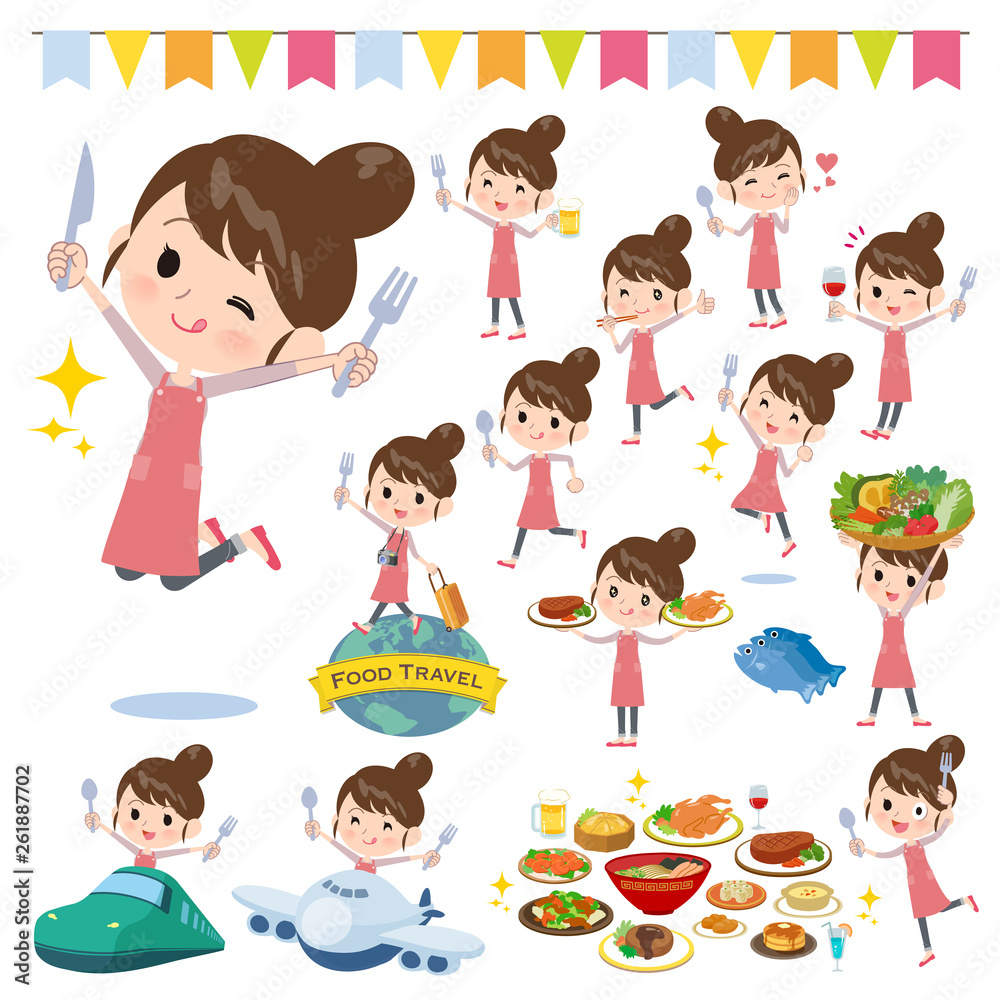 Ballet Bun hair Apron mom_food festival/同じシリーズはtoyotoyoポートフォリオ内から「親しみ デフォルメ」と検索してください Ballet Bun hair Apron mom_food festival/同じシリーズはtoyotoyoポートフォリオ内から「親しみ デフォルメ」と検索してください