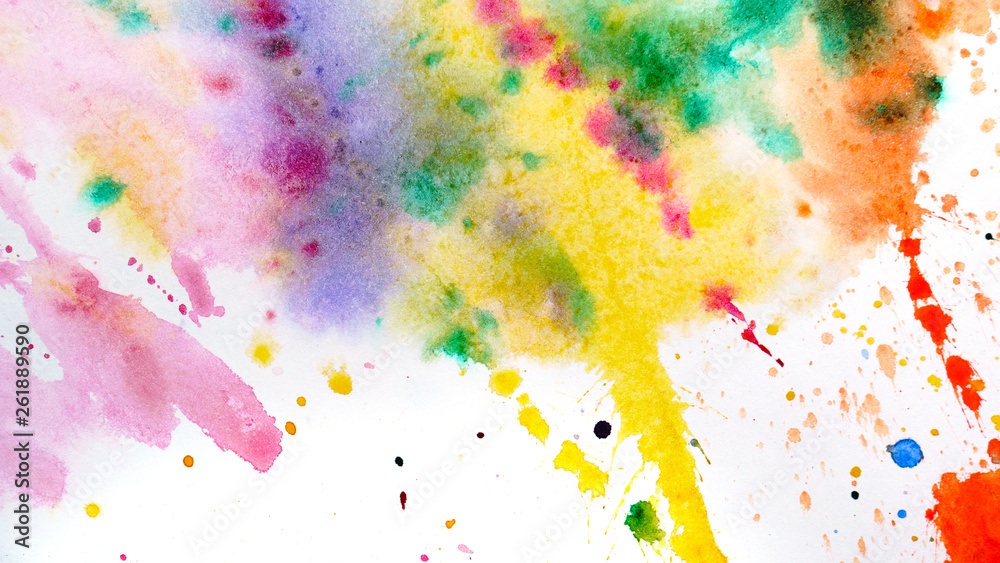 Abstract watercolor hand painting background. Spray and gradient  transitions. Crimson, purple, yellow, green and red colors. Stock Photo |  Adobe Stock