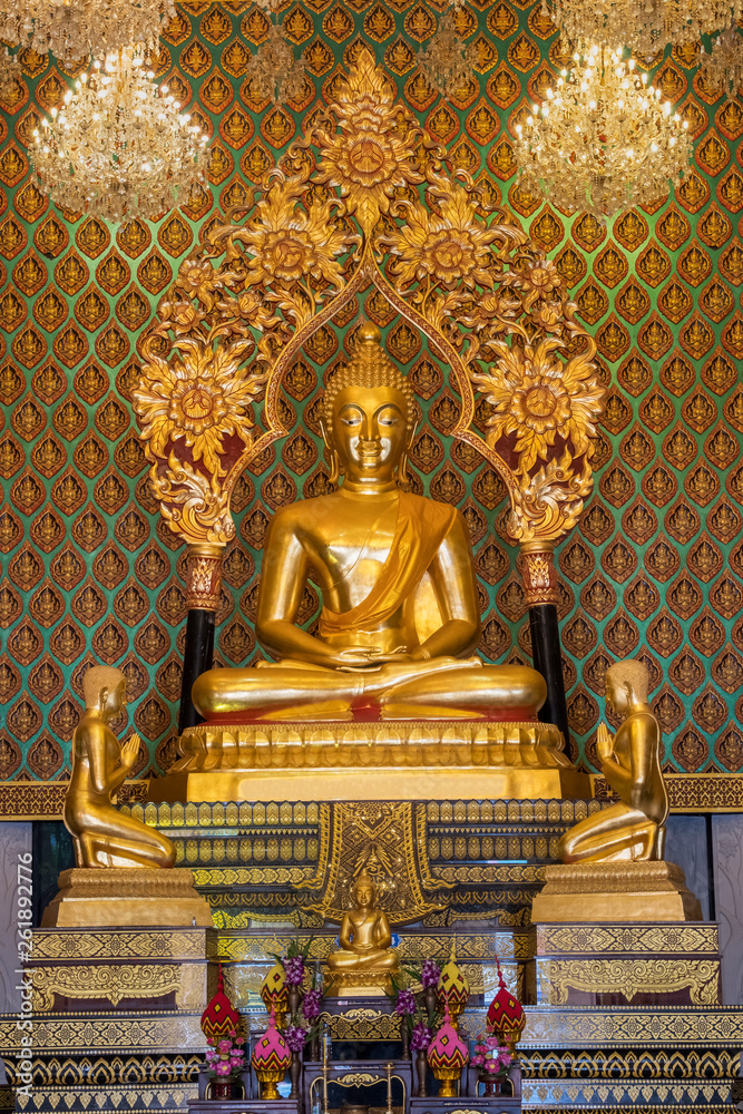 principle Buddha image of the third grade royal monastery, Wat Pom Wichian Chotikaram, Samut Sakhon province, Thailand since 1780
