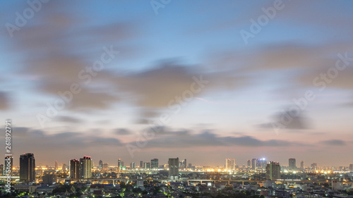 before sunrise over Bangkok city, thailand