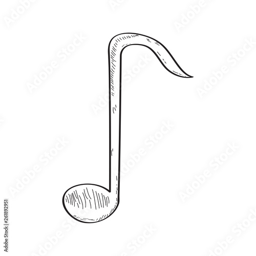 Isolated comic eighth note sketch. Vector illustration design