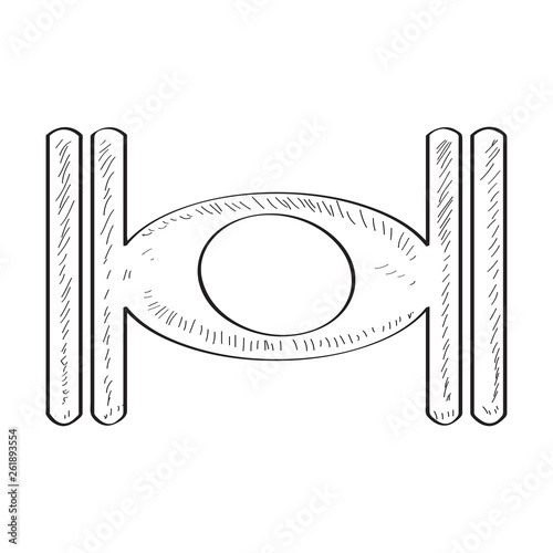 Comic double whole note sketch. Vector illustration design