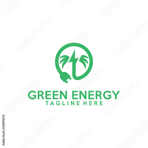 green energy logo, palm & energy logo