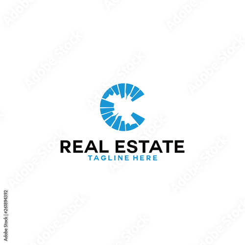 real estate logo template, letter C logo