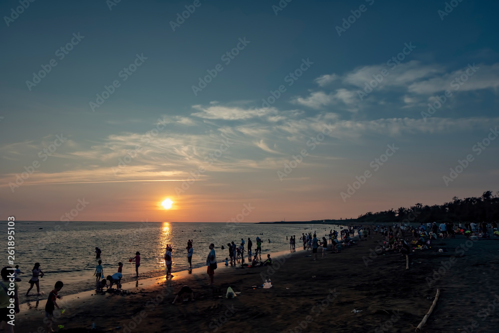 Tainan City beach at sunset, Taiwan