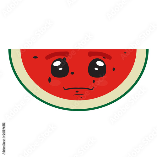 Cute cut watermelon cartoon image. Vector illustration design