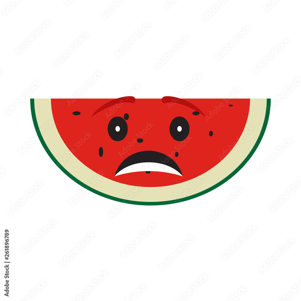 Obraz premium Sad cut watermelon cartoon. Vector illustration design