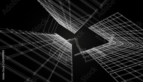 Abstract design. Modern architecture wireframe space