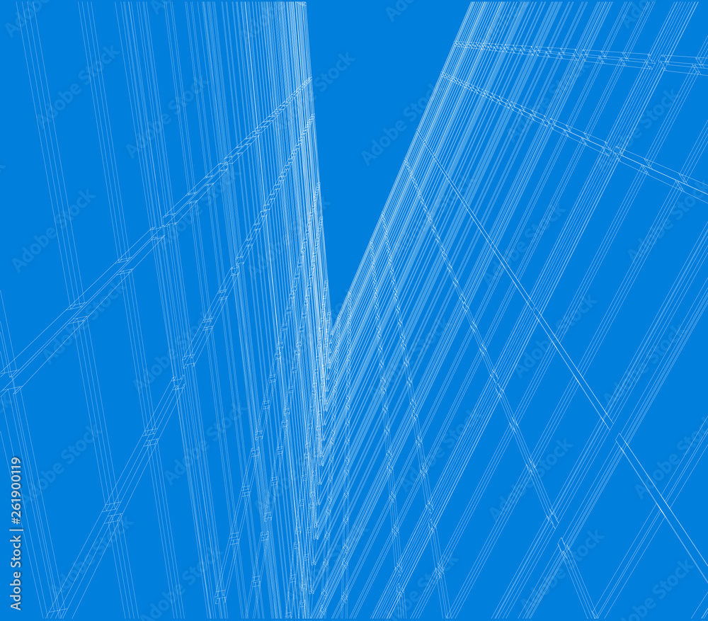Abstract design. Modern architecture wireframe space Abstract design. Modern architecture wireframe space