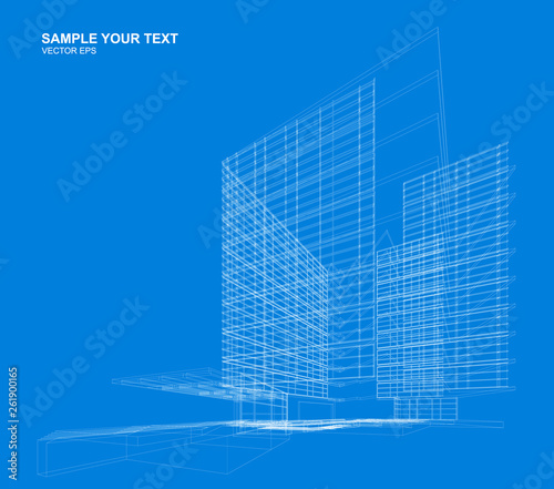 Abstract design. Modern architecture wireframe space