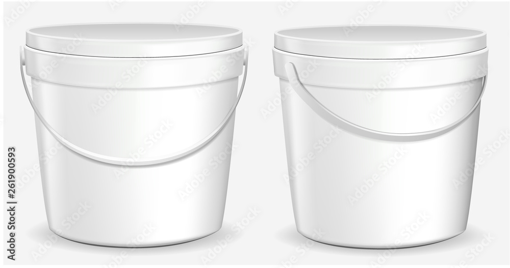 White Tub Paint Plastic Bucket Container. Plaster, Putty, Toner. Ready For  Your Design. Product Packing Vector EPS10 - Vector Stock Vector