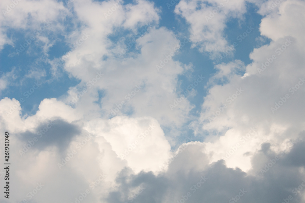 Bright blue sky with white clouds for background or wallpapers