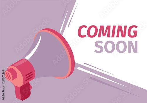Vector Illustration Coming Soon Sound Loudspeaker.