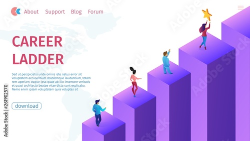Promotion Carrer Ladder Flat Vector Illustration.