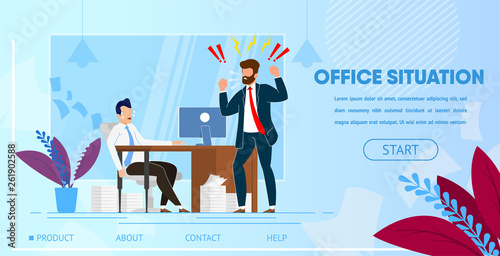Angry Boss Yelling at Employee Office Worker.