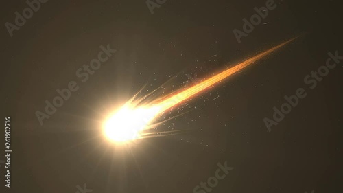 Brilliant bright beautiful close up view orange comet, Calcium element.