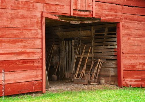 Red Barn and Farming Implements in Alabama photo