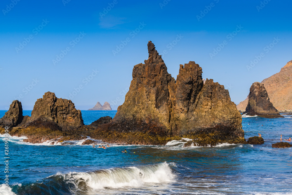 Stunning views of the incredibly beautiful Benijo beach in the north of Tenerife. Canary Islands..Spain Stunning views of the incredibly beautiful Benijo beach in the north of Tenerife. Canary Islands..Spain
