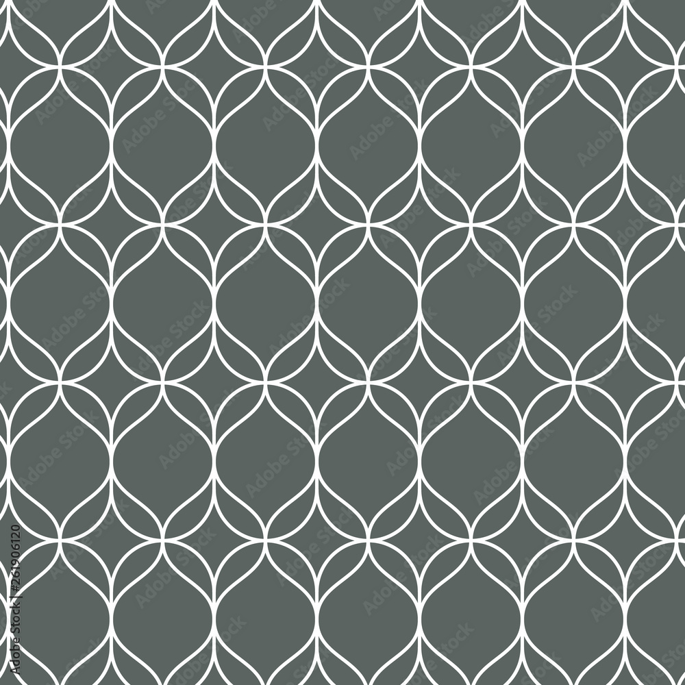 Naklejka premium Vector pattern, thin line wavy with abstract flower, stylish retro pattern background. pattern is on swatches panel