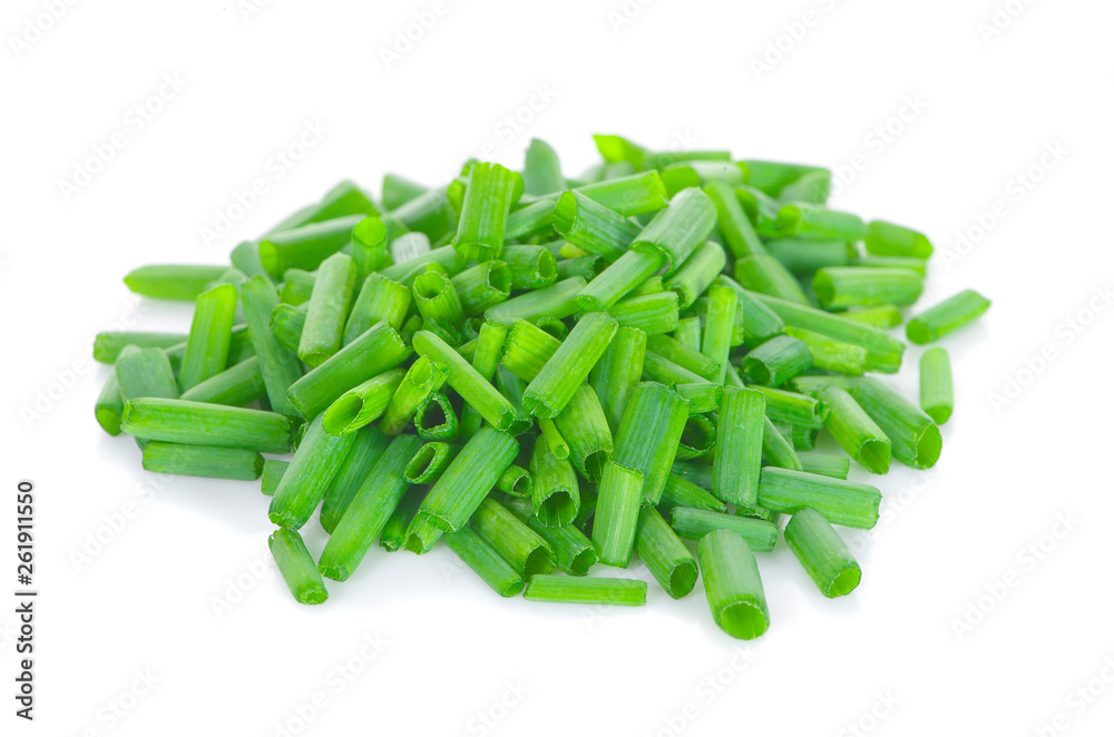 green onion slice on white background green onion slice on white background