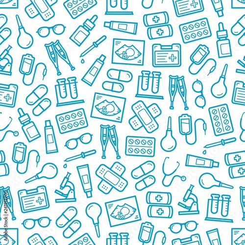 Medical hospital and pharmacy seamless pattern