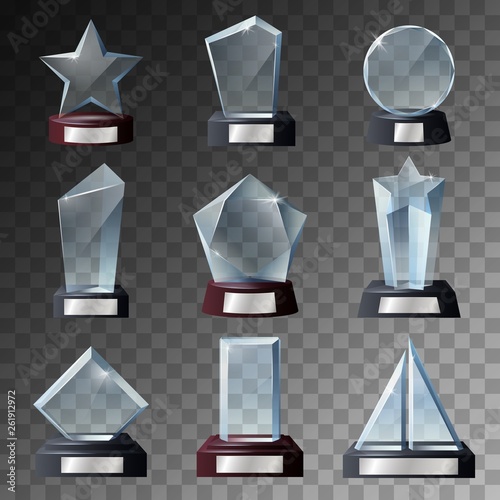 Glass trophy and award templates on bases