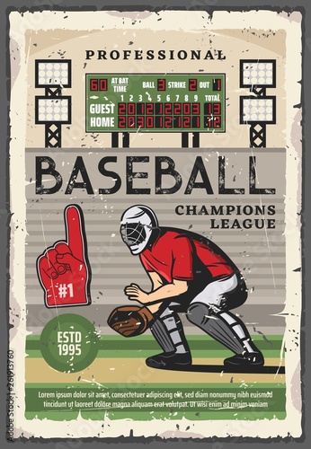 Baseball sport game match with catcher player