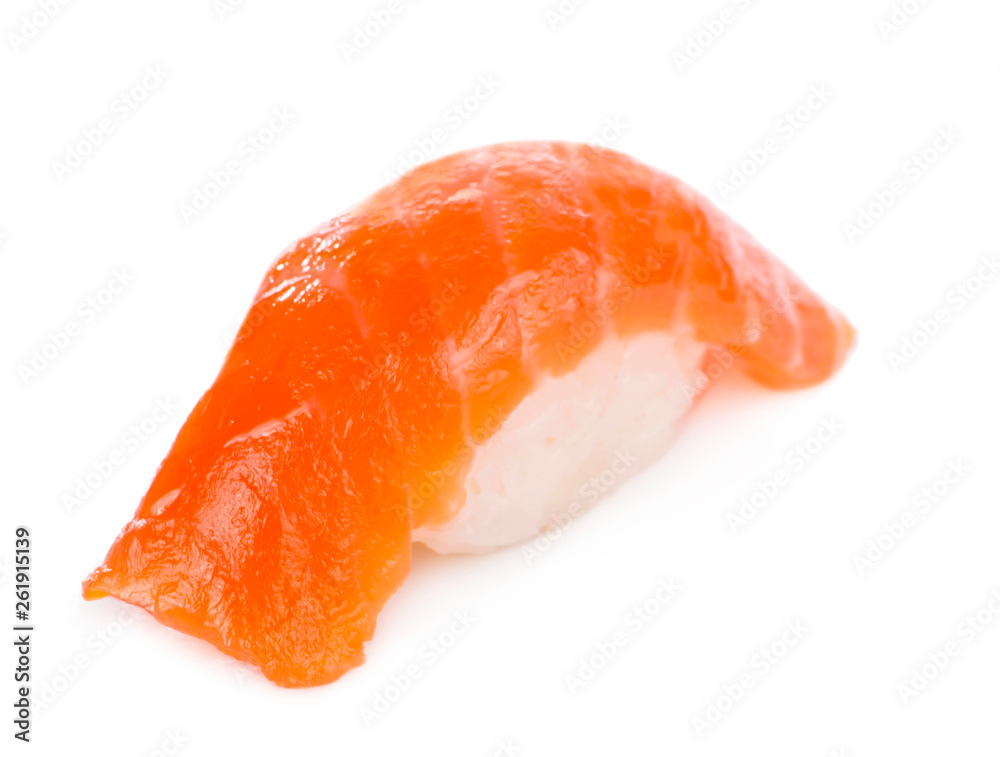 Salmon sushi nigiri isolated on white background