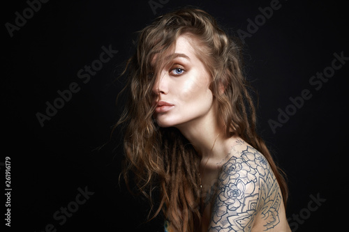 Beautiful sexy blonde Girl with Tattoo © eugenepartyzan
