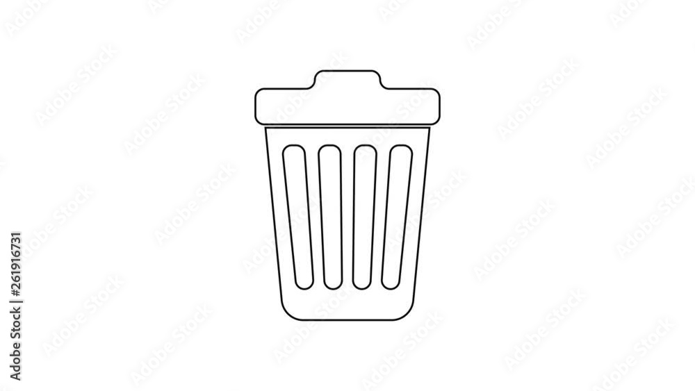 Grey Trash can line icon on white background. Garbage bin sign. 4K Video motion graphic animation Grey Trash can line icon on white background. Garbage bin sign. 4K Video motion graphic animation