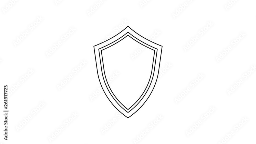 Grey Shield line icon on white background. Guard sign. 4K Video motion graphic animation Grey Shield line icon on white background. Guard sign. 4K Video motion graphic animation