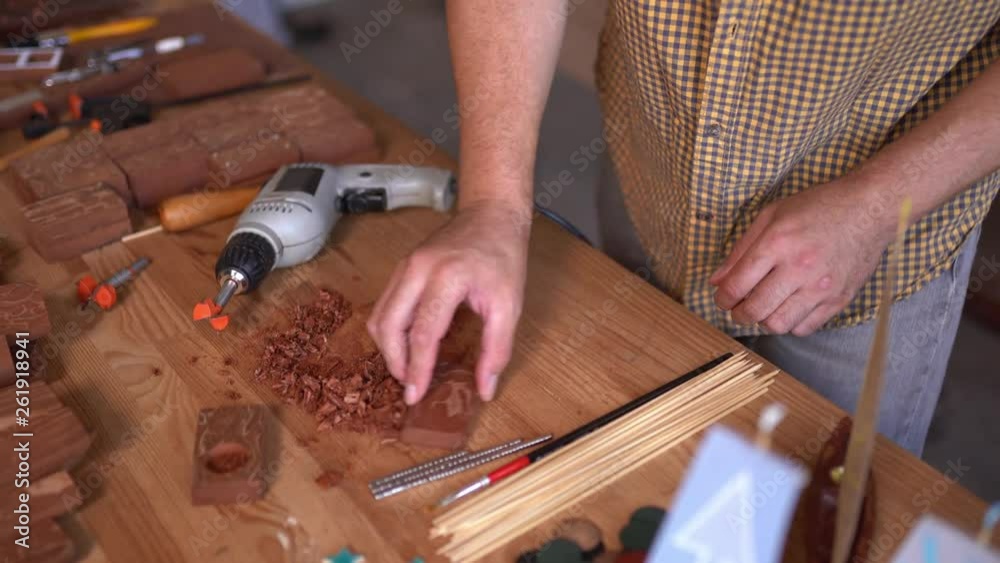 Carpenter working in workshop Carpenter working in workshop